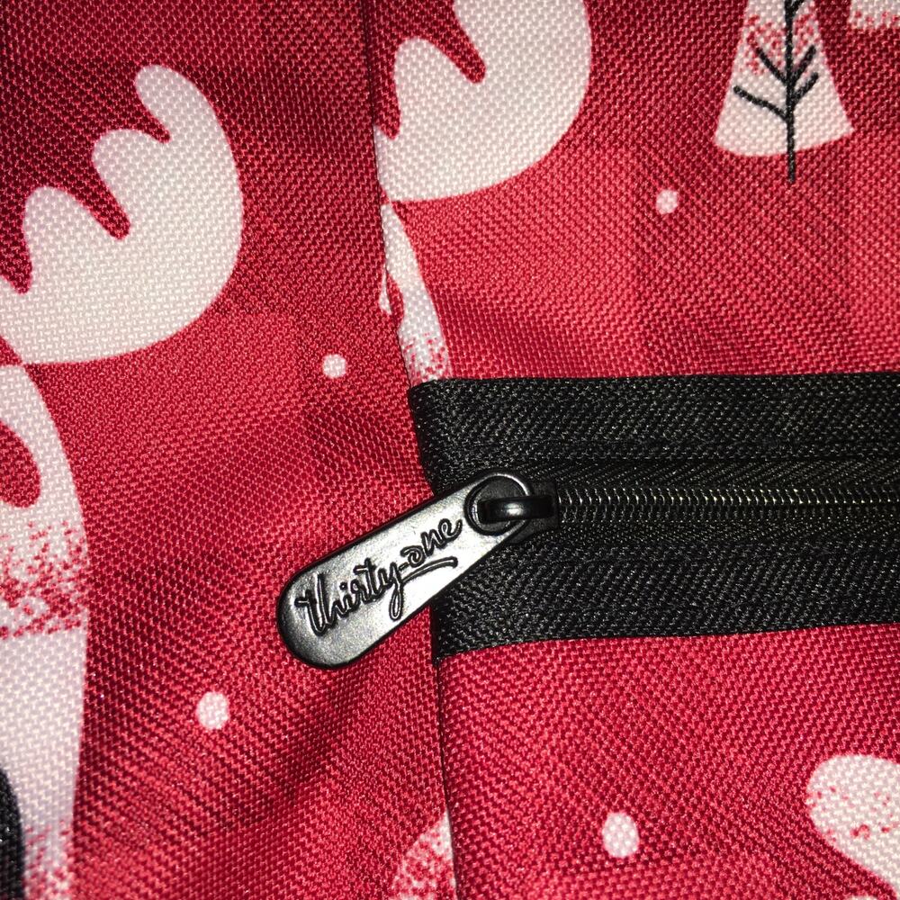 Thirty-One Double Take Tote Bag Red Black Moosin' Around Reversible Holiday - Picture 7 of 7